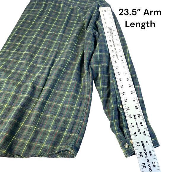 Bass Pro Shops Button Up Shirt Green Plaid Casual long-sleeve Flannel Size XL - Picture 11 of 11